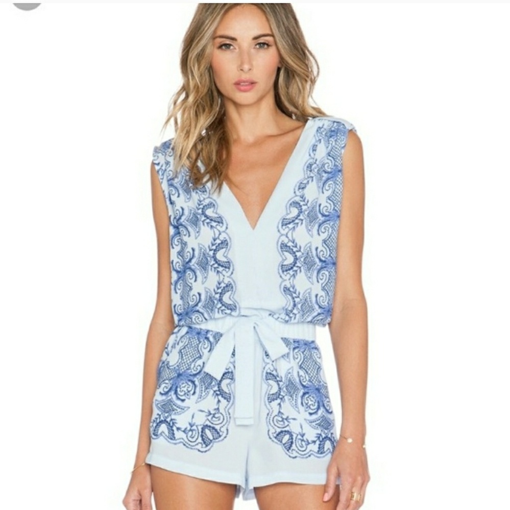 BCBGMaxAzria Blue and White Mini Dress